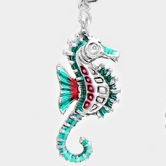 5/$25 Enamel Sea Horse Drop Earrings - Picture 2 of 6